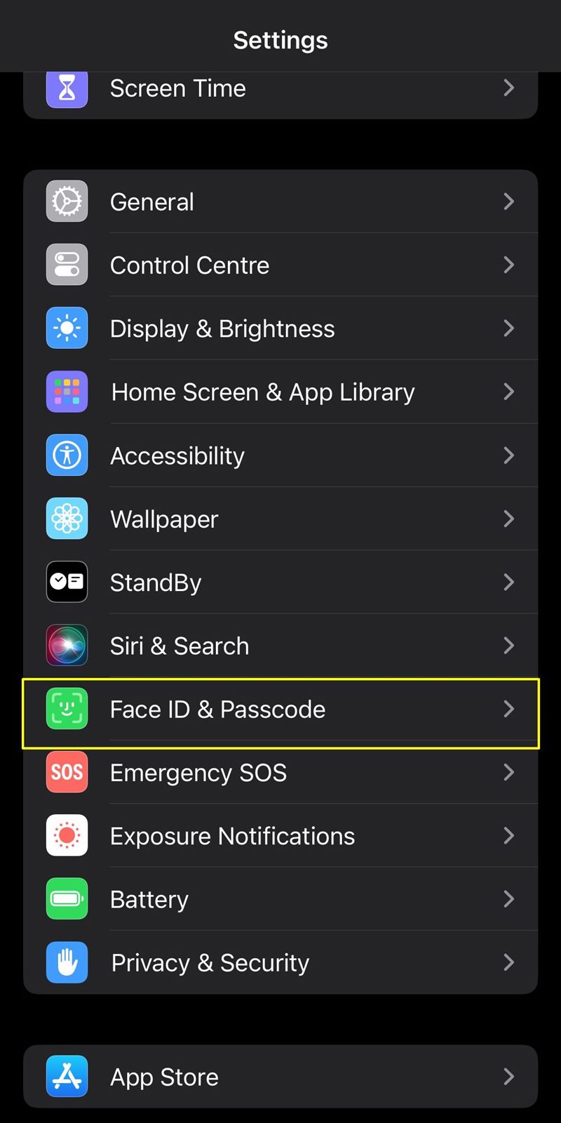control centre accessories settings